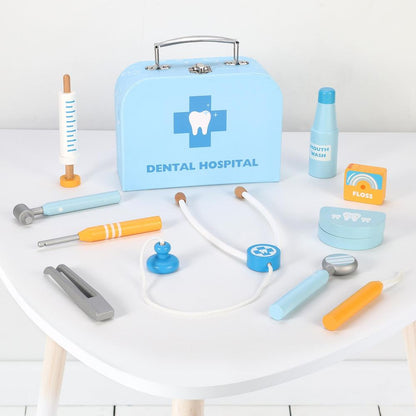 SOKA Wooden Dental Hospital Pretend Play Dentist Doctor Toy Medical Tool Kit 3+