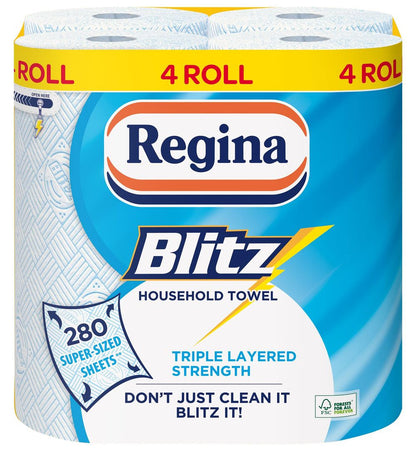 Regina Blitz Household Towel 4 Rolls 280 Super-Sized Triple Layered Sheets