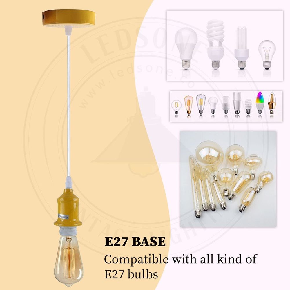 10 Pack Industrial Pendant Light Fitting, lampshade addable E27 Lamp Holder Fitting Set with PVC Cable