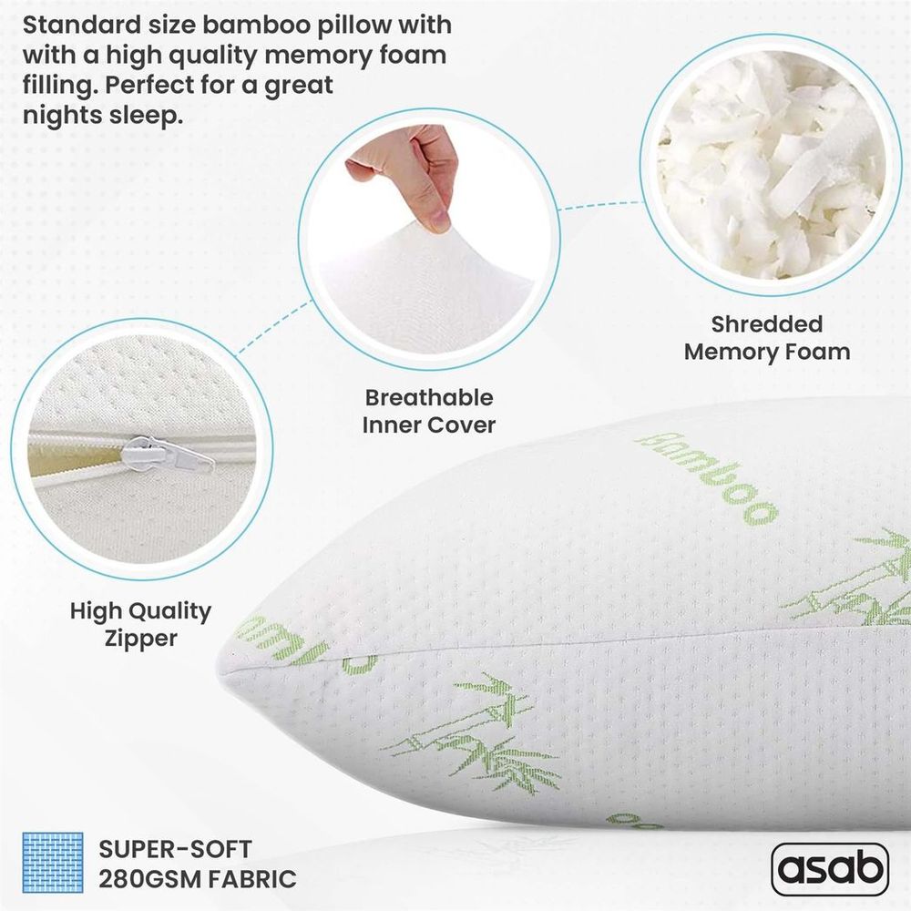 Pack of 4 - Bamboo Memory Foam Pillow AS-61478 BAMBO-10