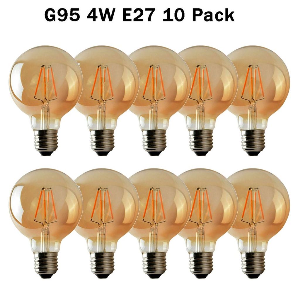 10Pack E27 LED Edison Dimmable Vintage Amber Glass Warm white 2700K Light Bulbs