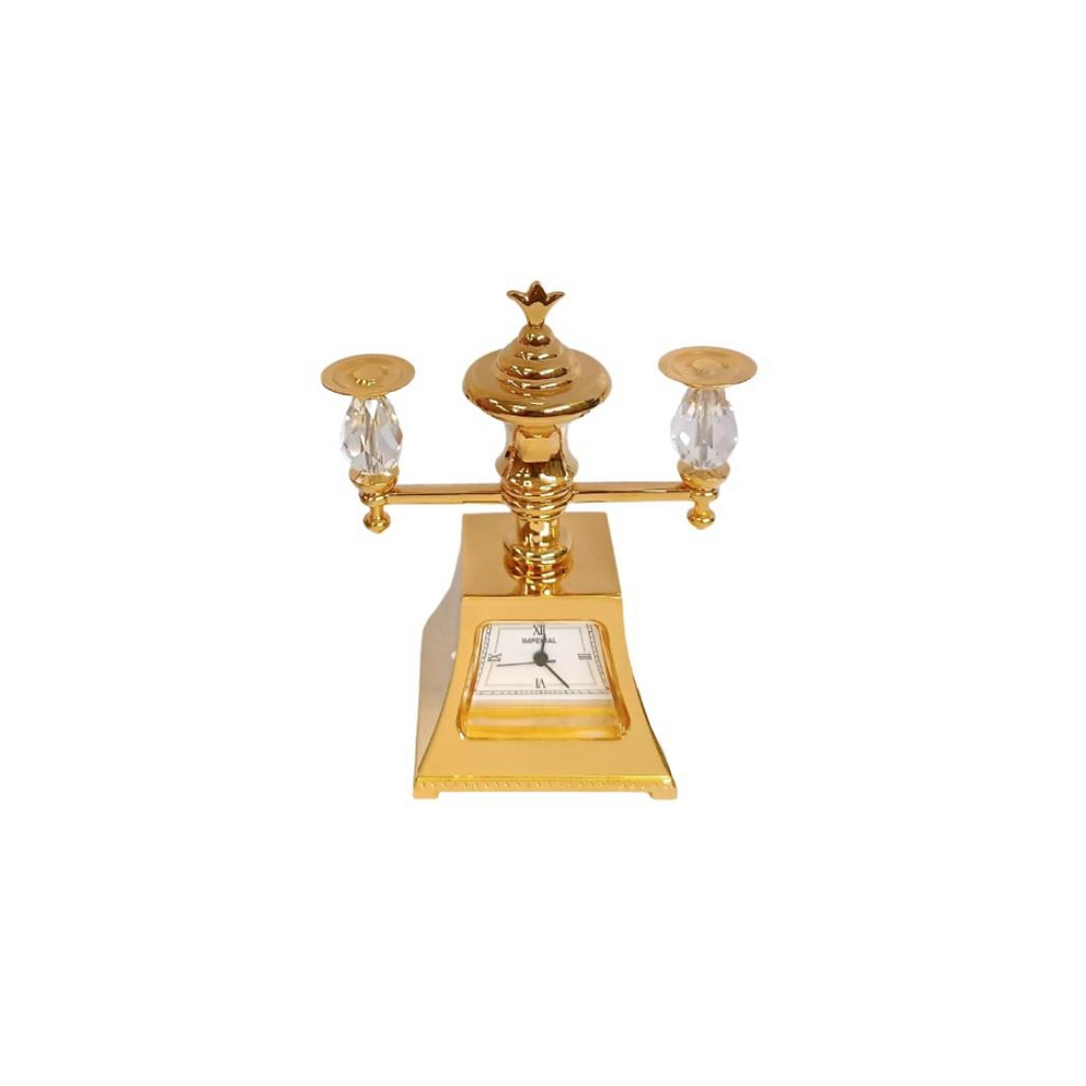 Miniature Clock Goldentone Glass lamp IMP1024 - CLEARANCE NEEDS RE-BATTERY