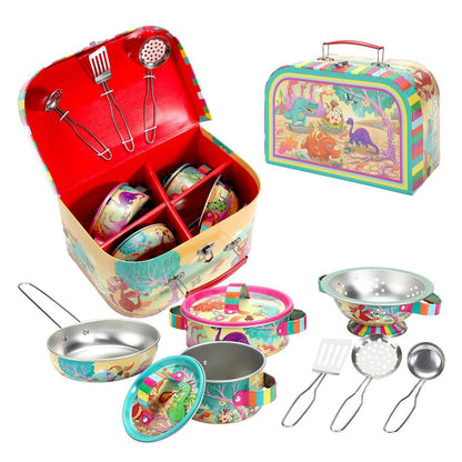 SOKA Dinosaur Kids Kitchen Set Toy Pots and Pans Set Toy Kitchen Accessories