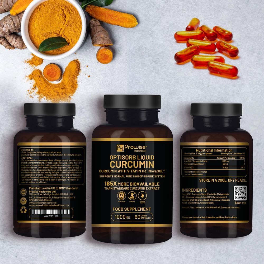 Optisorb Liquid Curcumin with Vitamin D - 60 Liqcaps