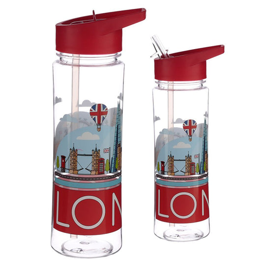 Reusable London Skyline 550ml Water Bottle with Flip Straw