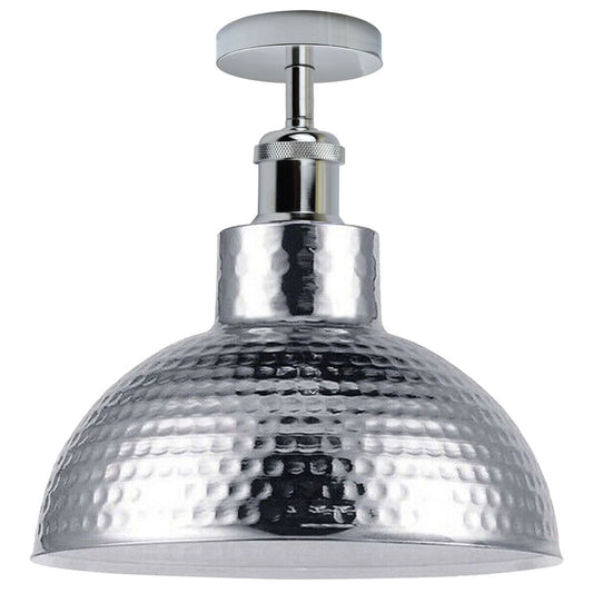 Vintage Industrial Style Flush Mount Metal Chrome Ceiling Light