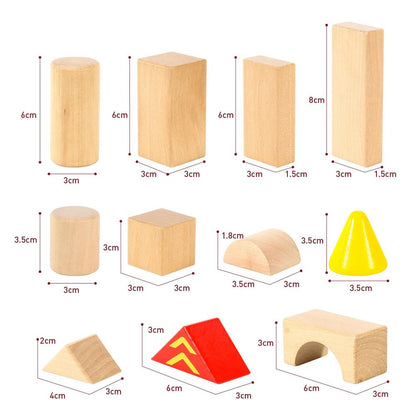 SOKA 100 pcs Wooden Building Blocks Shape Bricks Construction Toy 12 Months+