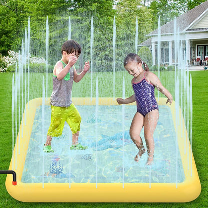 SOKA 168cm Square Inflatable Sprinkler Splash Pad Play Mat Water Summer Toy Kids - Yellow