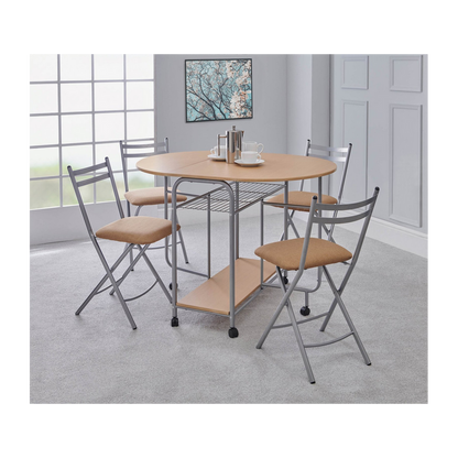 Stowaway 4 seat dining set - Oak / Silver