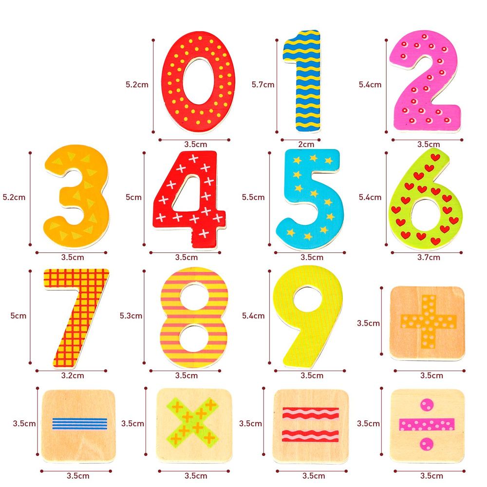 SOKA Magnetic Wooden Numbers (60 pcs) Developmental Toy Fridge Magnet Kids 3+