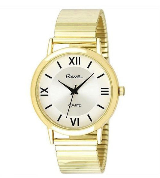 Ravel Mens Traditional Roman Numeral Gold Bracelet Watch R0208.44.1