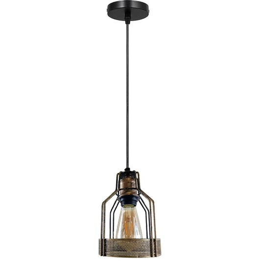 Retro Industrial Brushed Copper Ceiling Pendant Indoor Lighting Metal Bird Cage Shade Hanging Lamp