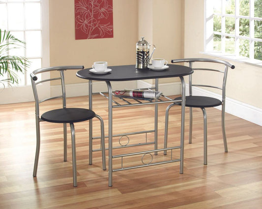 Compact Dining Set - Black/Silver