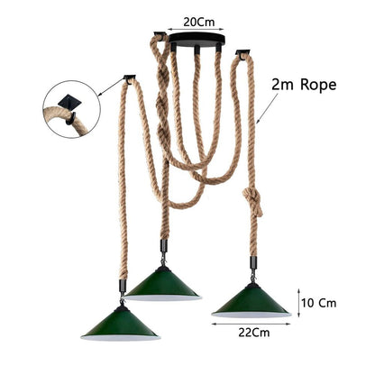 Industrial Pendant Light Retro Vintage Chandelier Hemp Rope Ceiling spider