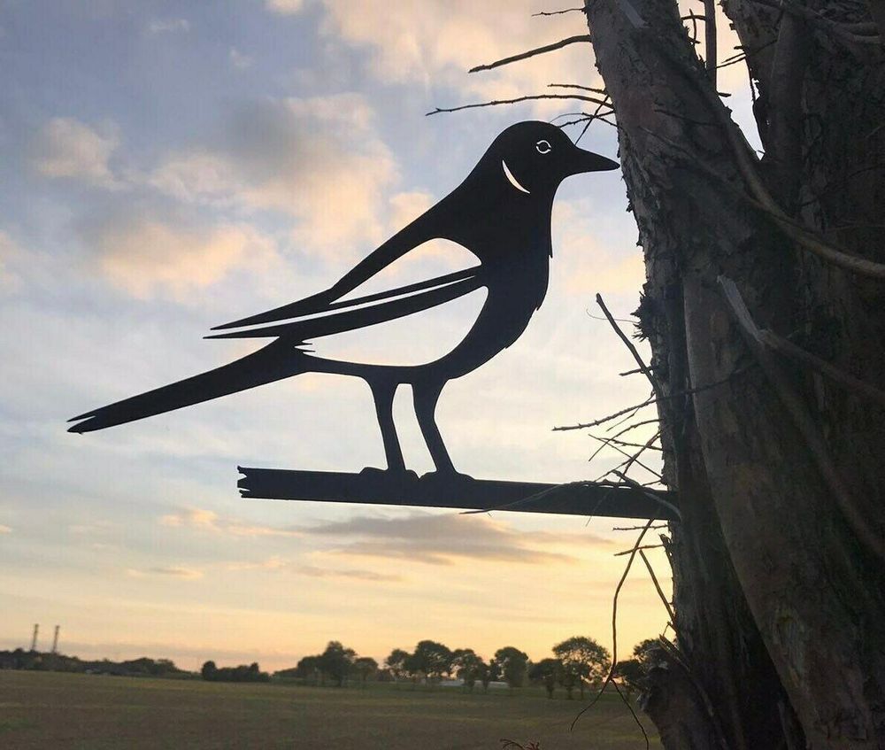 Rusty Metal MAGPIE Garden BIRD sign decoration feature