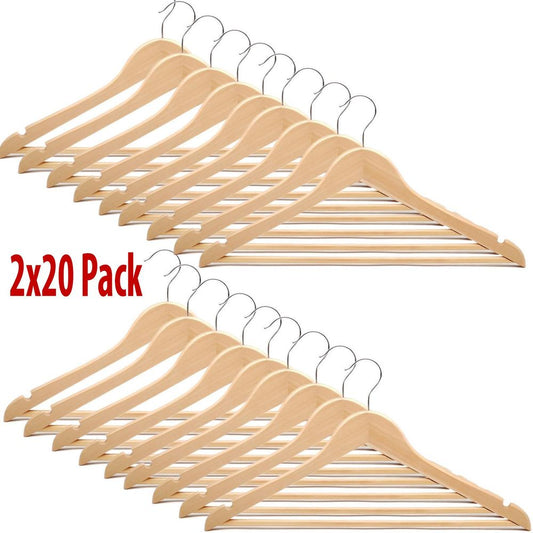 2x 20 Pack Wooden hangers  EFG1132  EFG1031  088092