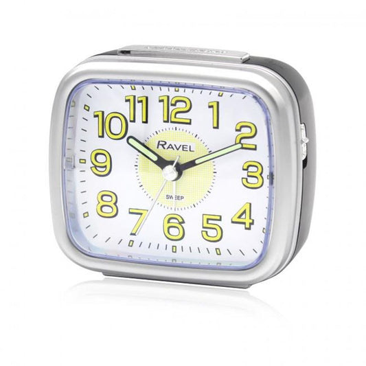 Ravel Mid sized Bedside Quartz Alarm Clock - Black/Silver RC044.13