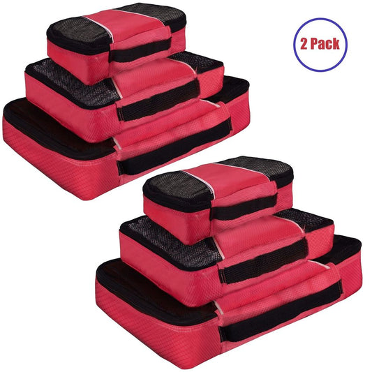 2X 3PK Packing Cubes Travelling Storage Red