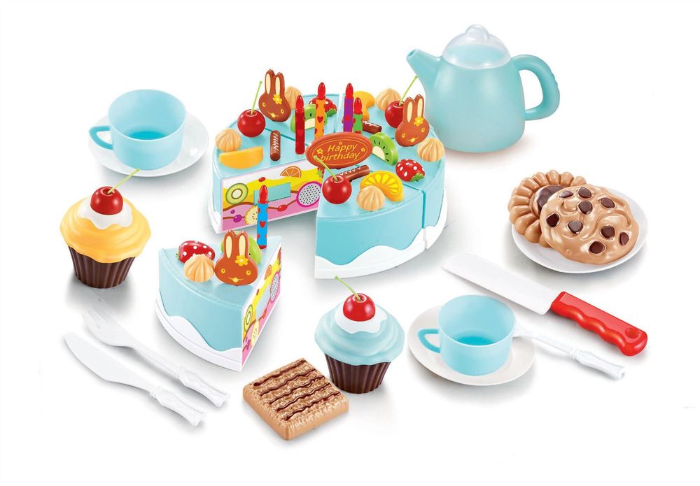 SOKA 54pc Birthday Cream Cake Kids Childrens Pretend Play Party Cake Set