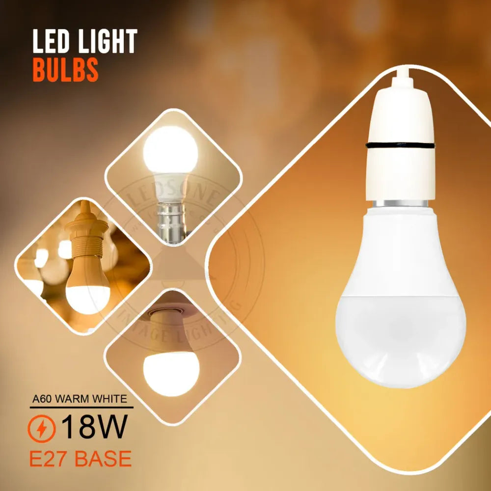 E27 18W Energy Saving Warm White LED Light Bulbs A60 E27 Screw-in non dimmable bulbs