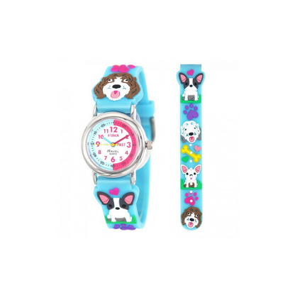 Ravel Children Girls 3D Cartoon Time Teacher Watch Blue Frenchie & Cockapoo R1513.99