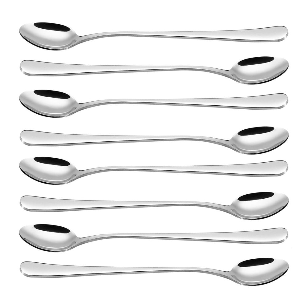 8 Piece Long Handle Stainless Steel Latte Spoon Silverware Flatware Home Use Tableware Dinnerware Set