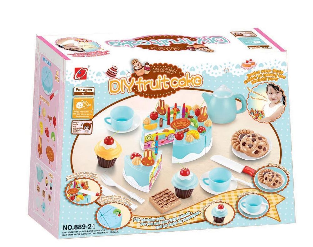 SOKA 54pc Birthday Cream Cake Kids Childrens Pretend Play Party Cake Set