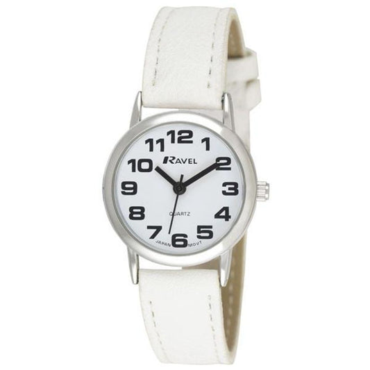 Ravel Women's Classic White Leather Strap Watch R0105.13.4LA