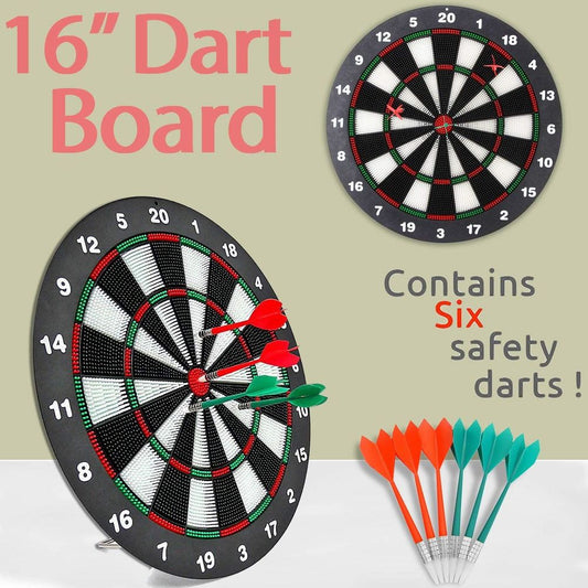 16 SOFT TIP DARTS  DART BOARD