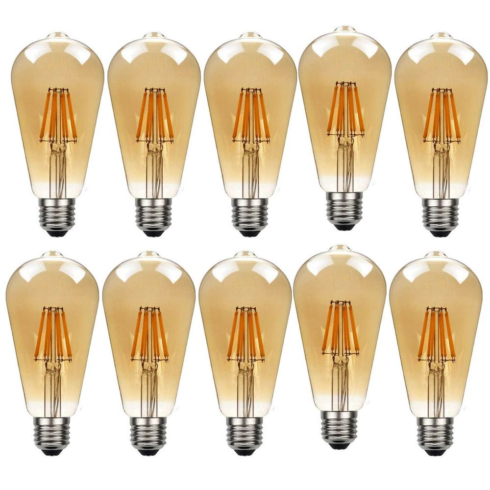 10Pack E27 LED Edison Dimmable Vintage Amber Glass Warm white 2700K Light Bulb