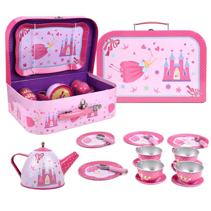 SOKA Fairy Tale 18 Pcs Metal Tea Set & Carry Case Toy for Kids Children