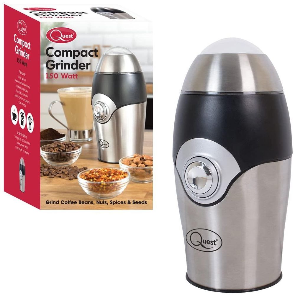 Quest One Touch Compact Stainless Steel 50g Grinder Coffee Beans, Nuts, Spices & Seeds