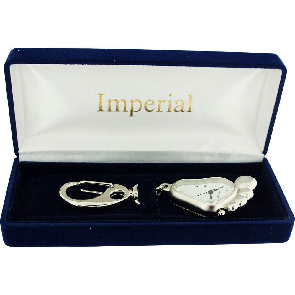 Imperial Key Chain Clock Big Foot Silver IMP707- CLEARANCE NEEDS RE-BATTERY