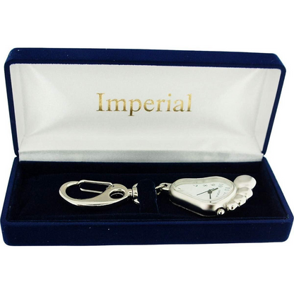 Imperial Key Chain Clock Big Foot Silver IMP707- CLEARANCE NEEDS RE-BATTERY