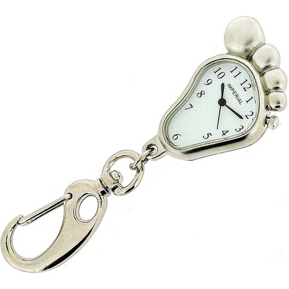 Imperial Key Chain Clock Big Foot Silver IMP707- CLEARANCE NEEDS RE-BATTERY