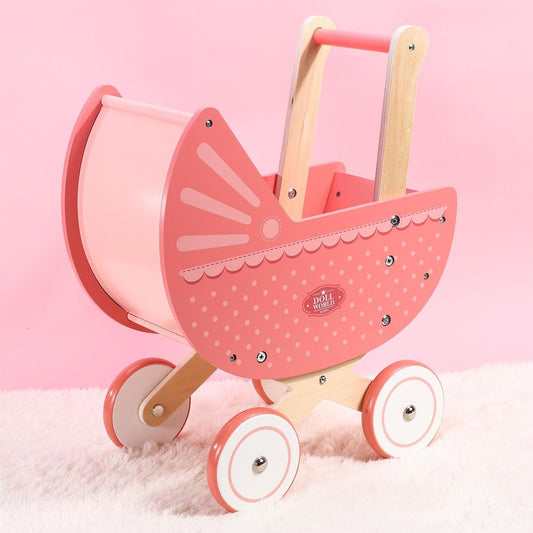 SOKA Doll World Pram Push Along Toy Walker Princess Pretend Play Pushchair 3+